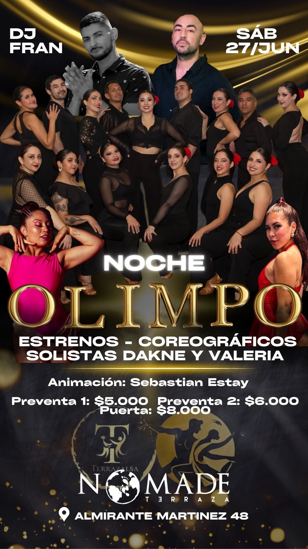 Flyer Noche Olimpo - Sabado 27 de Junio 2026, Nomade Terraza, Valparaiso